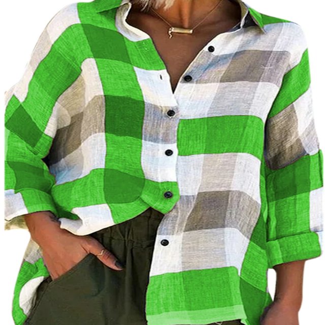 Plus Size Button Down Pantalons Décontractés Manches Longues Chemisiers