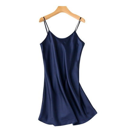 FJUCHAI Silk Nightgown for Women Satin Sleepwear Lingerie Sleep Dress Satin Chemise Slip Nightgown Dress Adjustable Spaghetti Strap Nightwear Chemise Dress S-XXL