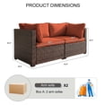 thumbnail image 4 of Gaildon 2 Pieces Patio Furniture Set, All Weather Outdoor Sectional PE Rattan, Patio Conversation Sets with Cushions for Garden Lawn Balcony Porch Deck, Red, 4 of 7
