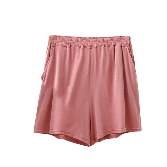 Npasoilc Summer Loose Plus Size Shorts for Women Elastic Waist Running Shorts Casual Pajamas Shorts Home Pants with Pockets