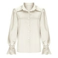 thumbnail image 6 of ICHUANYI Womens Long Sleeve Button Down Cardigan Shirt with Puff Sleeve, Loose Fit Casual Collared Tops, 6 of 8