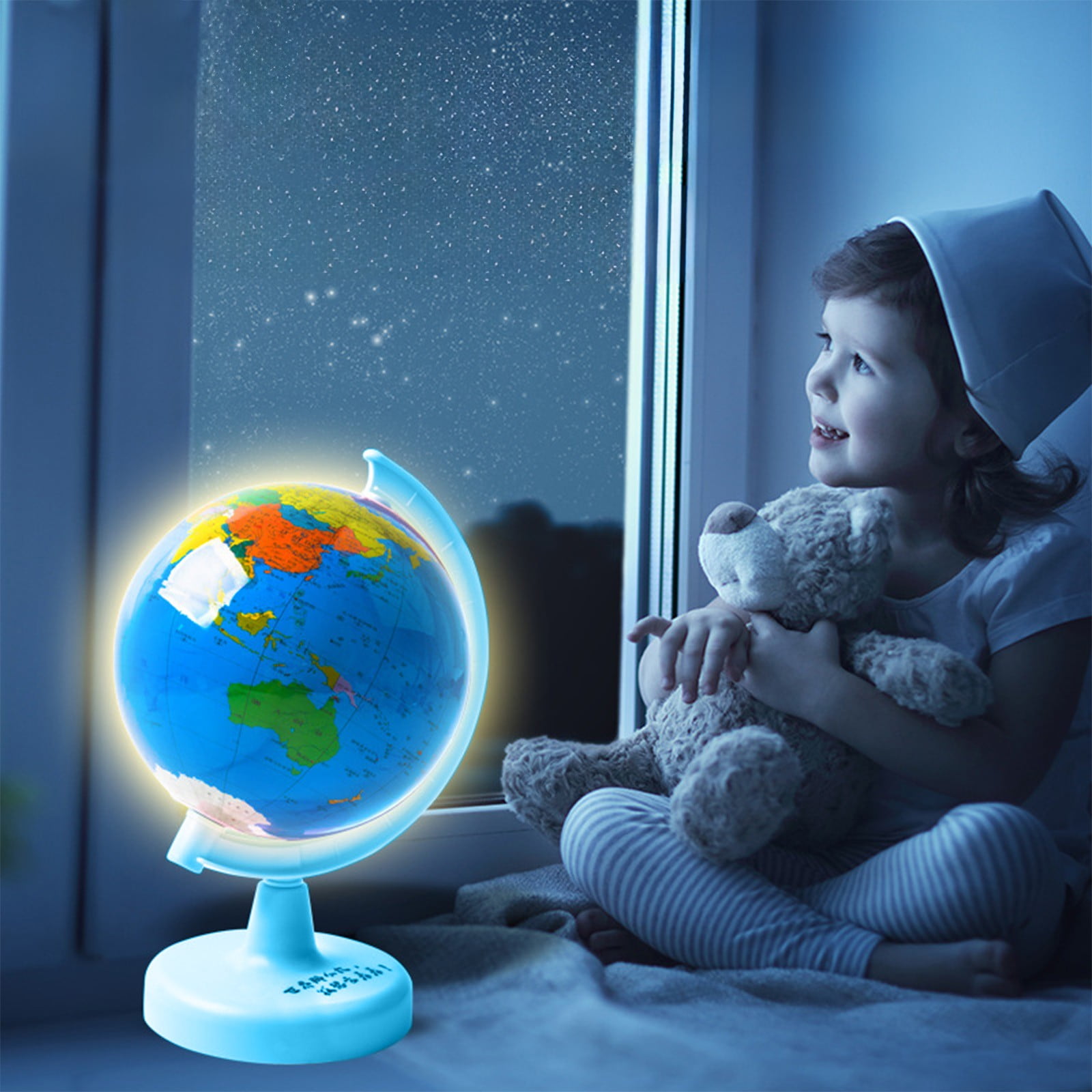 Illuminated World Globe with Stand 360 Rotation Light Up Globe for Kid World Map for Interactive Learning or Kids Geography Classroom Education Globe Light with Base Globe Lamp LED Decor Walmart