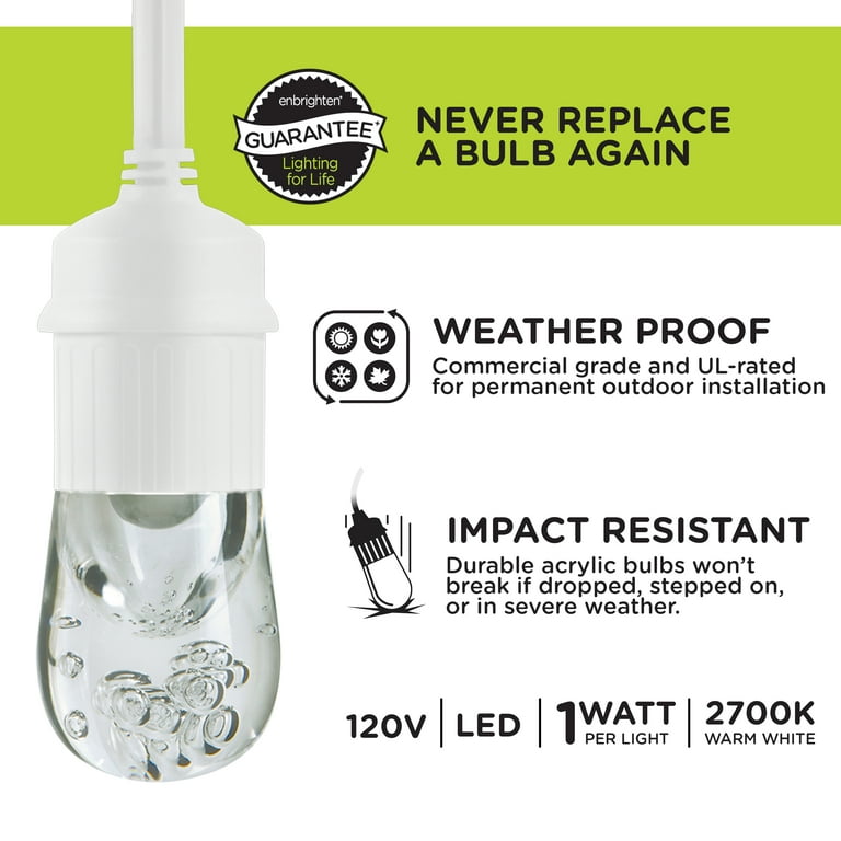 Enbrighten Classic LED Café String Lights, 12ft., White Cord, 35604 Enbrighten Classic LED Café String Lights, 12ft., White Cord, 35604
