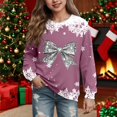thumbnail image 2 of Byoo Toddler Girls Silver Bow Snowflake Sweatshirt Crewneck Long Sleeve Holiday Casual Pullover Sweatshirt,Purple, 2 of 4