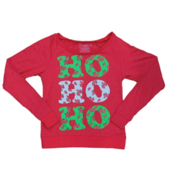 Fifth Sun Womens Red Ho Ho Ho Christmas T-Shirt Holiday Tee Shirt M