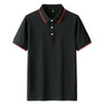 thumbnail image 2 of Shirts for Men Contrast Color Men Collar Tops Men Short Sleeve Shirt Black L, 2 of 4