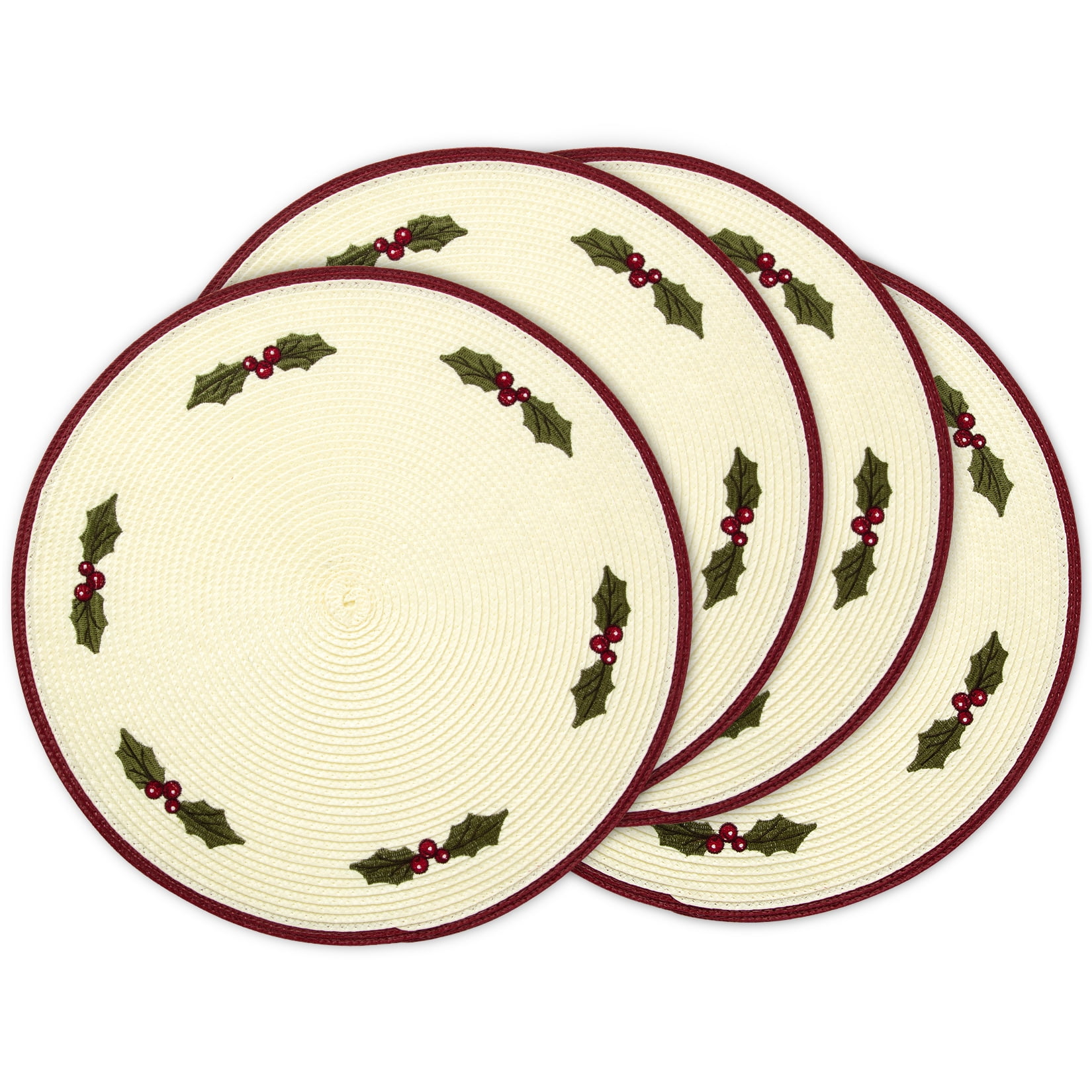 Kitsin Christmas Placemats Set of 4, 15'' Round NonSlip Washable Heat