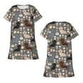 thumbnail image 4 of Dachshund Dog And Coffees Pattern Women'S Nightgown Sleepwear Short Sleeves Nightshirt Loose Comfy Pajama X-Large, 4 of 8