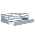 thumbnail image 1 of Costway Twin Size Trundle Daybed Wooden Slat Support Mattress Platform for Kids Grey, 1 of 10