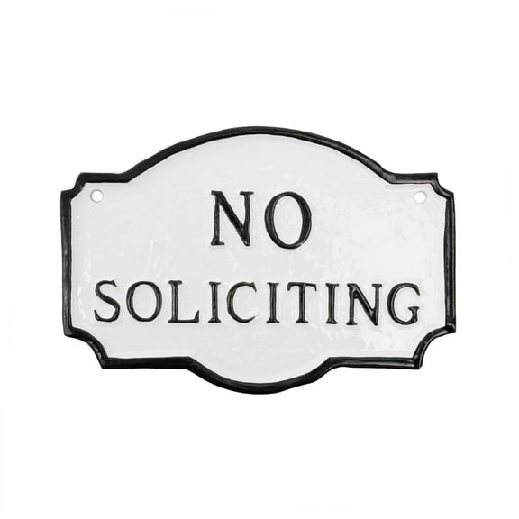 Montague Metal Products Petite Montague No Soliciting Statement Plaque, White with Black Letter, 4.5" x 7.15"