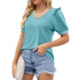 thumbnail image 4 of Birdeem Mode Femmes Été Col en V Manches Courtes Aguichant Haut Blouse, 4 of 9