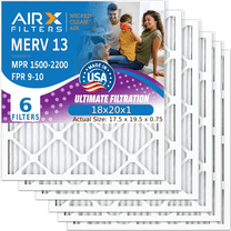 18x20x1 Air Filter MERV 13 Comparable to MPR 1500 - 2200 & FPR 9 Electrostatic Pleated Air Conditioner Filter 6 Pack HVAC AC Premium USA Made 18x20x1 Furnace Filters by AIRX FILTERS WICKED CLEAN AIR.