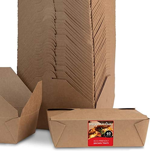Cajas para llevar Stock Your Home Kraft Brown, 2,1 L (paquete de 40)