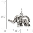thumbnail image 4 of 925 Sterling Silver Solid Oxidized Elephant Charm 19x20mm Wide Pendant Necklace for Women, 4 of 5
