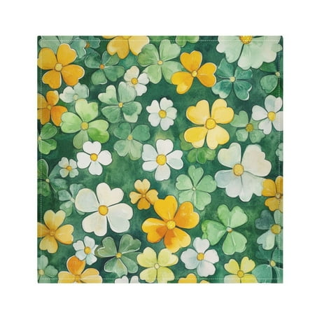 

WOBOGO Green Yellow Blossoms Pattern Cloth Napkins 1 Piece Soft Elegant Touch Durable Absorbent Quick Drying for Elegant Dining