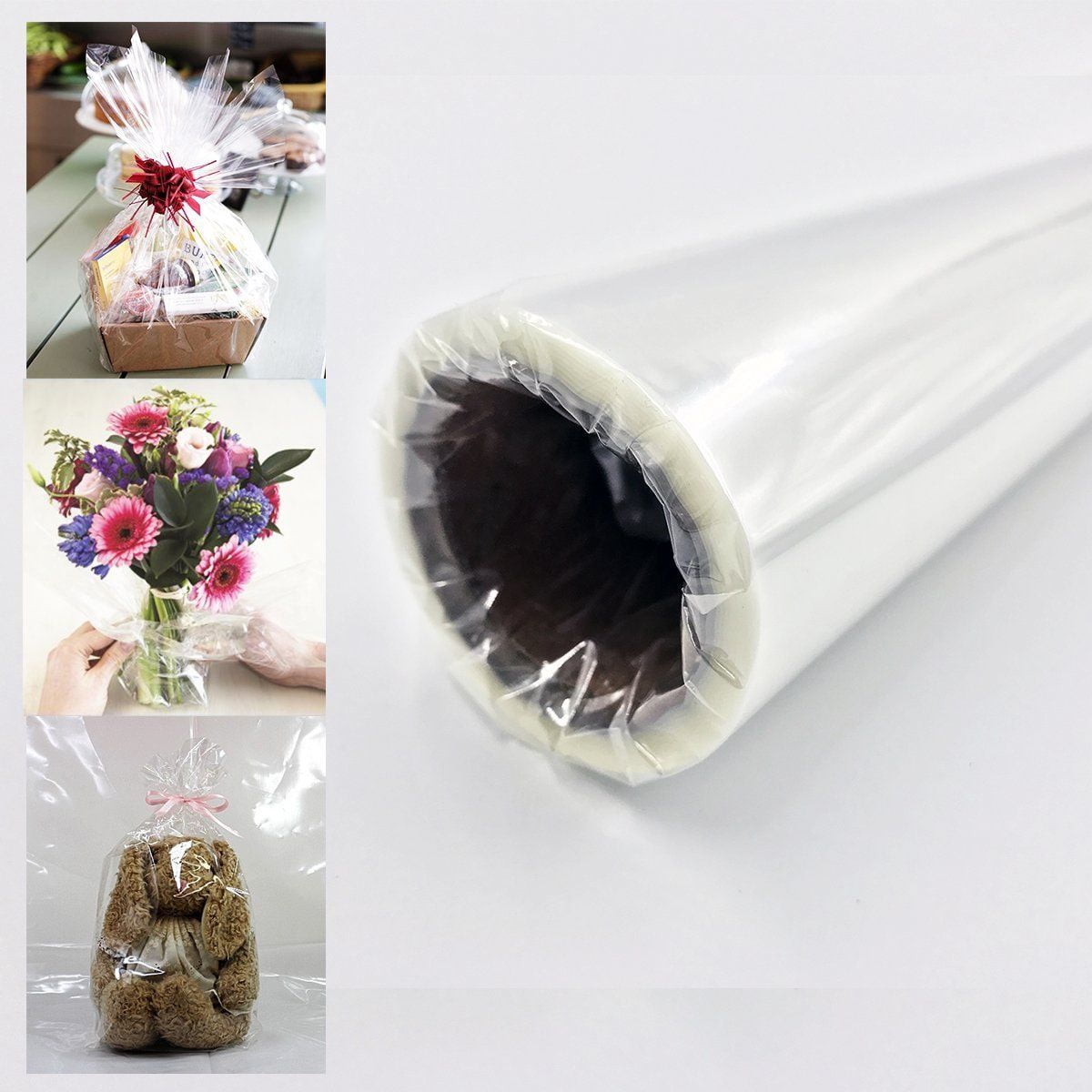1 Roll Cellophane Wrap White Dots 2.5 Mil Thickness Packaging cellophane roll Film Clear Cellophane Paper for Bouquet Gift Baskets Arts & Crafts