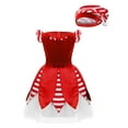 thumbnail image 4 of TTAO Kids Girls Christmas Elf Dress Sleeveless Velvet Dance Tutu Dress with Hat Set Xmas Fancy Dress Up Red 10, 4 of 7