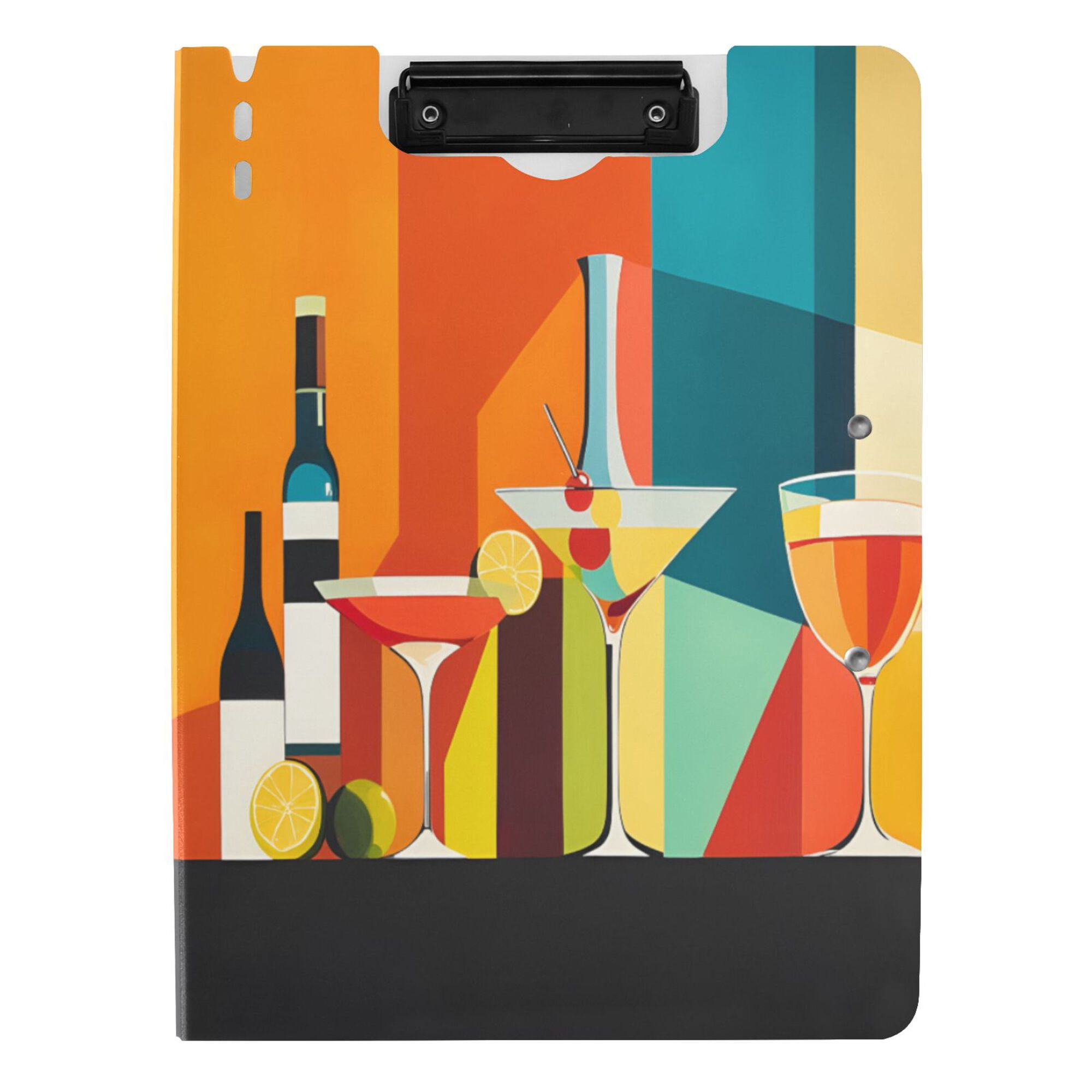 FORMRS A4 Clipboard Folder with Pen Holder Horizontal Foldable School Office Binder, Colorful Cocktails