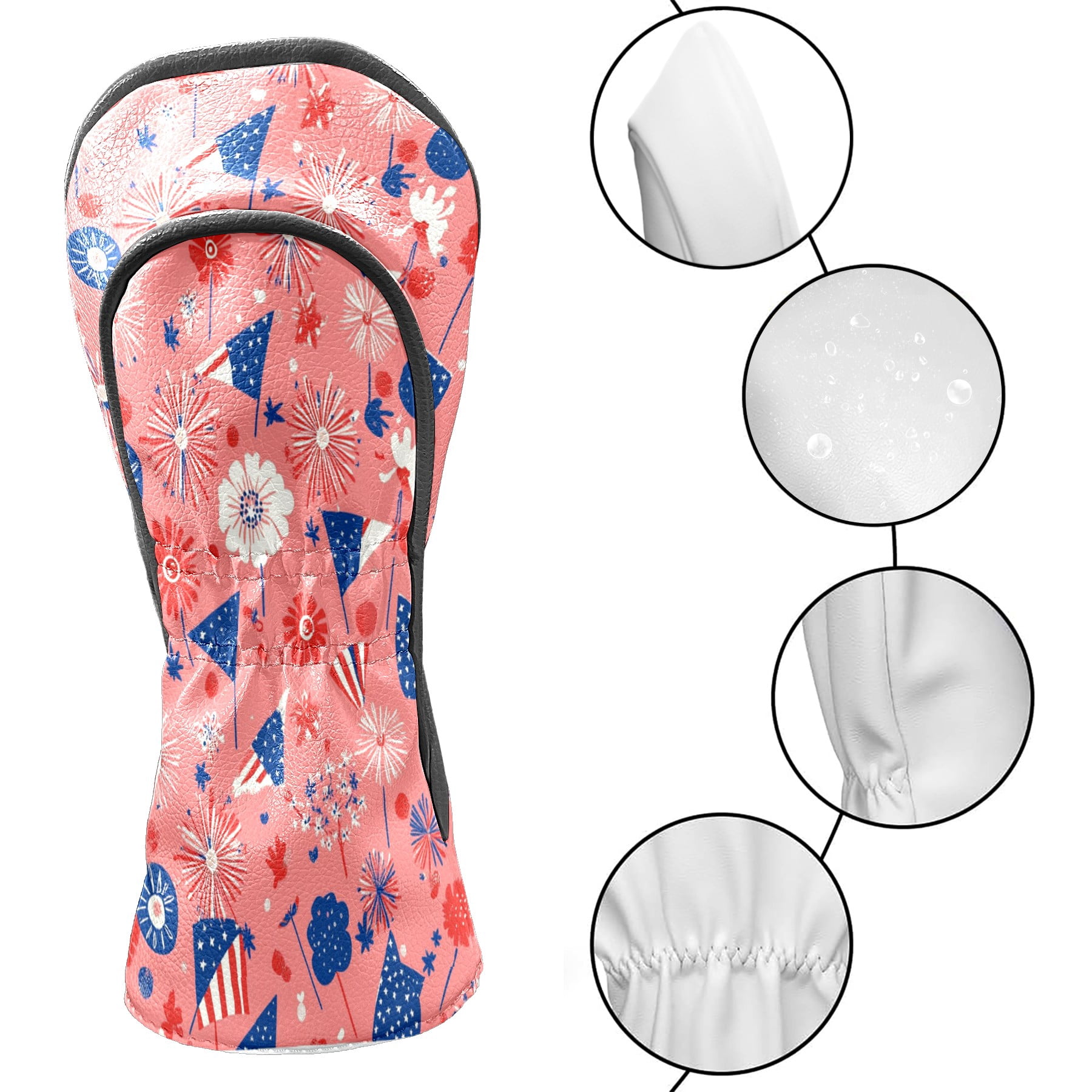 Golf Club Head Cover Waterproof Leather Golf Accessories HeadCovers Set Driver Headcover for Women Men July Floral Pattern