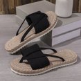 thumbnail image 4 of TANGQIOP Flat Flip Flops for Women with Toe Strap Straw Weave Plus Size Casual Braided Vintage Open Toe & Heel Slip On Black 40, 4 of 9