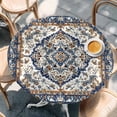 thumbnail image 3 of Vintage Floral Round Fitted Table Cover Navy Brown Classical Bohemian Style Waterproof Table Cloth with Elastic Edge Wipeable Tablecloth for Picnic Camping Party Fits 55"-60" Diameter, 3 of 8