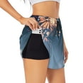 thumbnail image 3 of Lsque Gold And Blue Fireworks Printed Women's Running Shorts with Liner Pockets,Elastic Quick Dry Workout Athletic Gym Yoga Shorts,Womens High Waist Shorts-, 3 of 9
