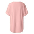 thumbnail image 7 of Scyoekwg Womens Tops Dressy Casual V-Neck Basic Tops Short Sleeve T Shirts Trendy Solid Color Summer Loose Blouses Ladies Tops (Pink,XXL), 7 of 7
