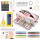 thumbnail image 4 of Estuche Escolar para Niños y Niñas, Estuche Escolar de Gran Capacidad con 3 Compartimentos, Estuche Escolar Organizador de Papelería para Bolígrafos, Neceser de Maquillaje para Hombres y Mujeres, Rosa JM, 4 of 5