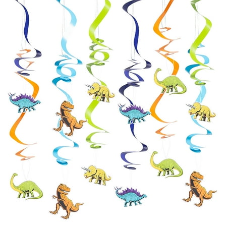 Fun Express Dinosaur Party Hanging Swirl Decorations - 12 Pc