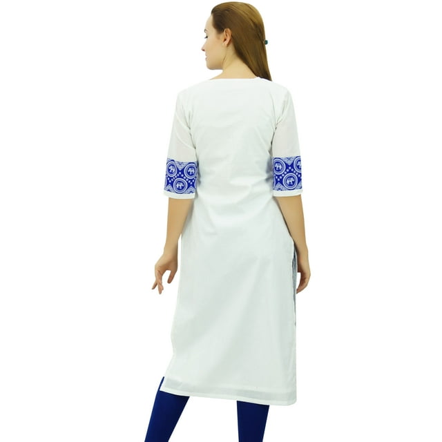 Phagun Kurta Droit de Designer Bleu pour Femme, Manches 3/4, Kurti Décontractée Imprimée-16
