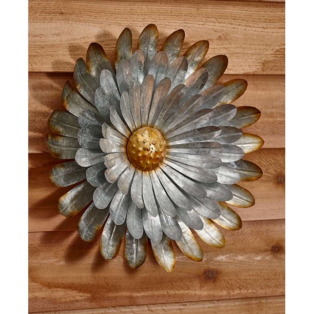 Galvanized Metal Wall Flower Aster Extra Large