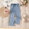 thumbnail image 2 of ZHANGDER Girls Cute Embroidered Baggy Jeans Wide Leg High Waist Denim Pants Pockets, Blue 9-10 Years, 2 of 7