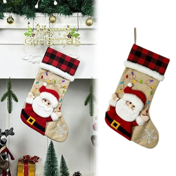 SMKE Personalized Pet Christmas Stockings For Dog And Cat - 18.1 Inches Large Plaid | Custom Embroidered Xmas Stocking With Name & Festive Pattern, Ideal For Fireplace Decor A