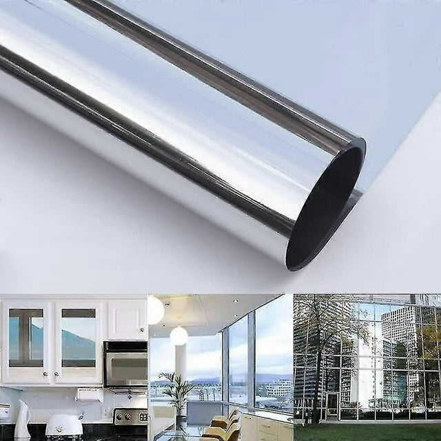 Mirror Film Self-adhesive Reflective Privacy Screen Window Film Solar Film For Heat Insulation Uv Protection And Privacy Screen Silver (40*200cm)