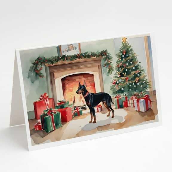 Doberman Pinscher Cozy Christmas Greeting Cards Pack of 8 7 in x 5 in