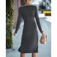 thumbnail image 3 of Solid Color Round Neck Cutout Front Twist Detail Dress for Women, 3 of 3