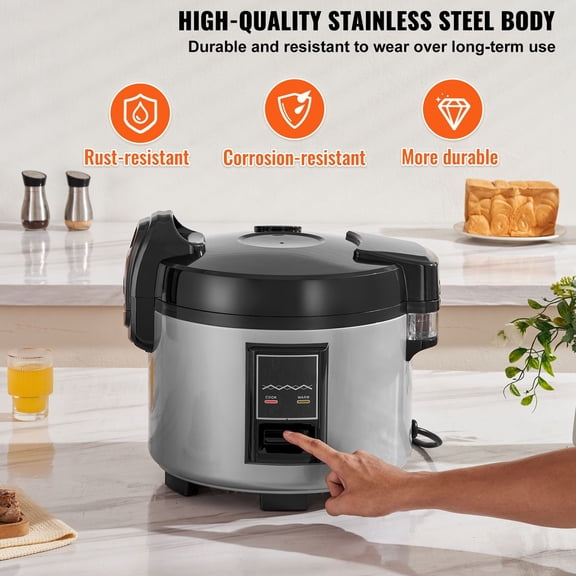 Commercial Rice Cooker,60-Cup Rice Cooker,13.74 Qt/13 Liter Large Rice Cooker&Warmer with Nonstick Inner Pot,Fast Cooking&12-Hour Keep Warm,with Rice Cup&Paddle,for Restaurant
