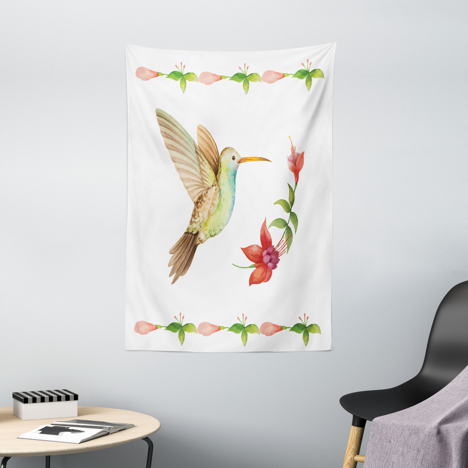 Hummingbirds Decorations Wall Hanging Tapestry, Hummingbird Flying over