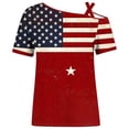 thumbnail image 4 of WAGUTH Womens 4th of July Print T-Shirts Off The Shoulder Patriotic Short Sleeve Tops Casual Basic Tees, 4 of 5