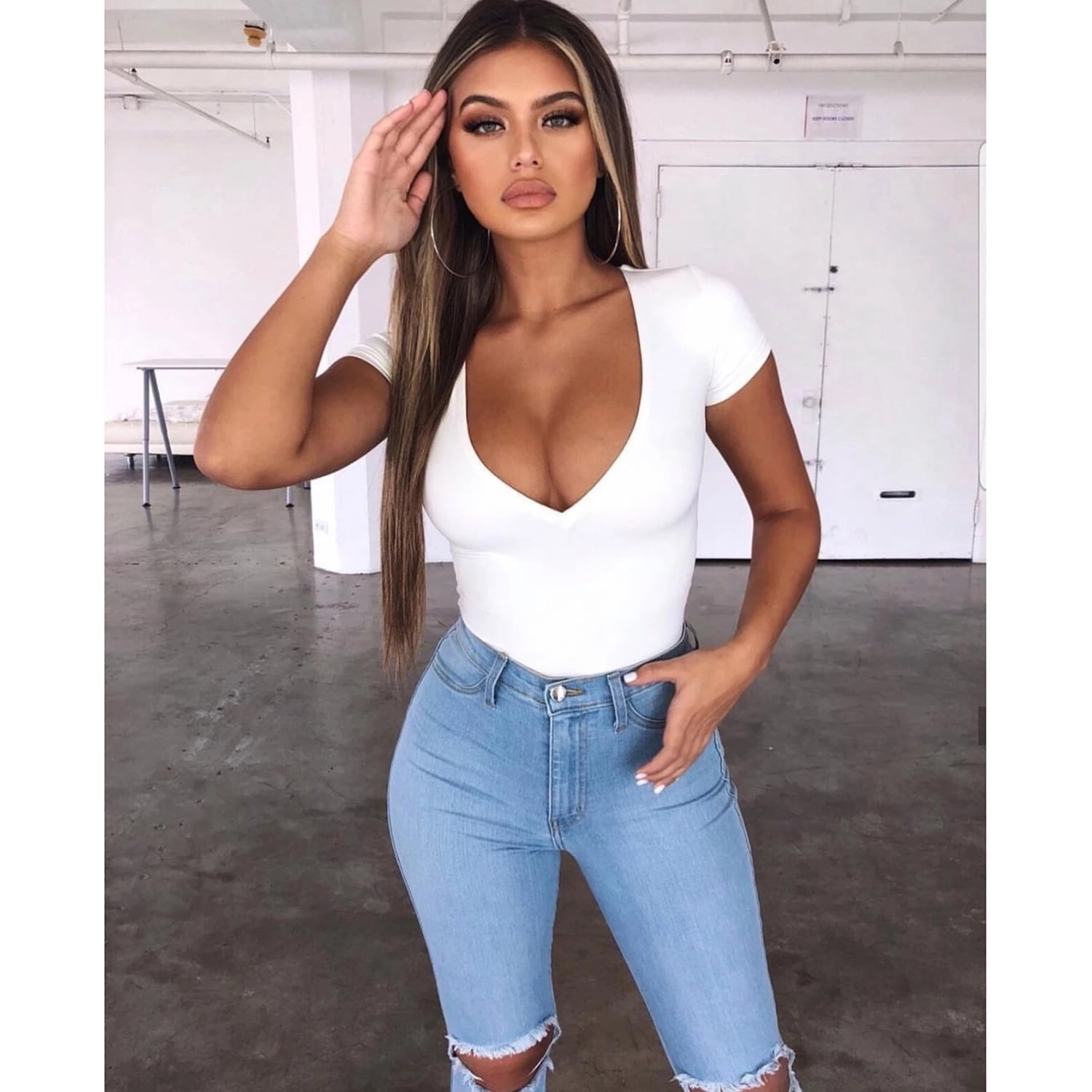 Low Cut Shirts Women Fashion Casual 