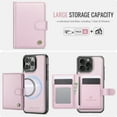 thumbnail image 2 of for iPhone 14 Wallet Case with Detachable Magnetic Card Holder, PU Leather + TPU, RFID Blocking Kickstand 2-in-1 Shockproof Drop Protective Phone Case with Magnetic Buckle, Pink, 2 of 12