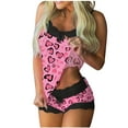 thumbnail image 2 of 2 PC Pajamas for Women Womens Sexy Valentine's Day Printing Lace Sling Sleeveless Tank Tops Splicing Shorts Casual Set Pink qILAKOG Size L, 2 of 5
