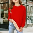 thumbnail image 5 of KAUOD Teen Girls Fleece Lined Sweater Thick Warm Crew Neck Pullover Sweatshirts Tops Kids Plain Long Sleeve Padded Clothes, 5 of 7