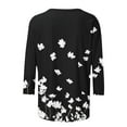 thumbnail image 4 of Shirts for Women 3/4 Sleeve Button Printed T-shirt Casual Loose Top Black XL, 4 of 6
