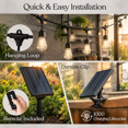 27 Ft Solar Power Remote Control Outdoor String Lights With Edison ...