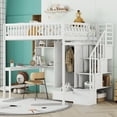 thumbnail image 3 of Loft Bed Full Size with Desk, Full Size Loft Bed with Bookshelves and 4 Steps Storage Staircase, Built-in Large Drawers and Wardrobe, Full Loft Bed for Dorm, Boys & Girls, Teens, White, 3 of 9