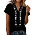 thumbnail image 4 of cocolona Womens Summer Linen V Neck Tops Short Sleeve Embroidery Shirts Trendy Casual Loose Blouses, 4 of 7
