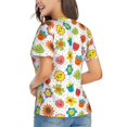 thumbnail image 2 of Goofa Cartoon Flowers Pattern Women's Slim-Fit Short-Sleeve V-Neck T-Shirt,Classic-Fit Short-Sleeve V-Neck T-Shirt-XX-Large, 2 of 5