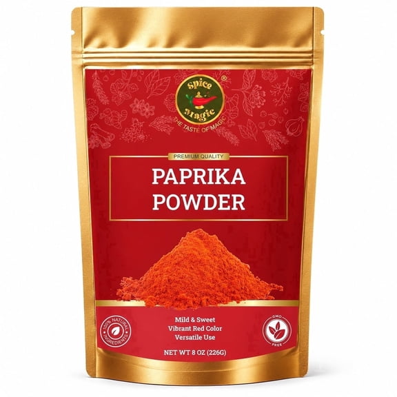 Spice Magic Sweet Paprika Powder 8 oz (226 g) Resealable Fresh Pack | Mild, Sweet & Vibrant Red Spice for Cooking, Seasoning & Marinades | 100% Natural & Non-GMO