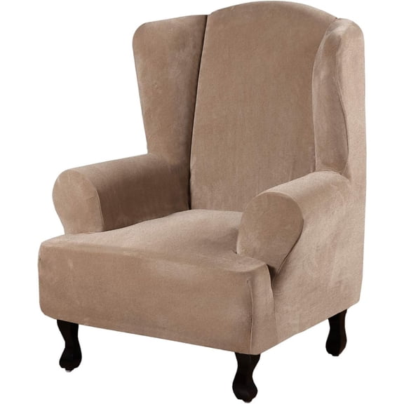 ATJIA Wingback Chair Covers Velvet Plush Wing Chair Slipcover 1 Piece High Stretch Wing Back Chair Slipcovers